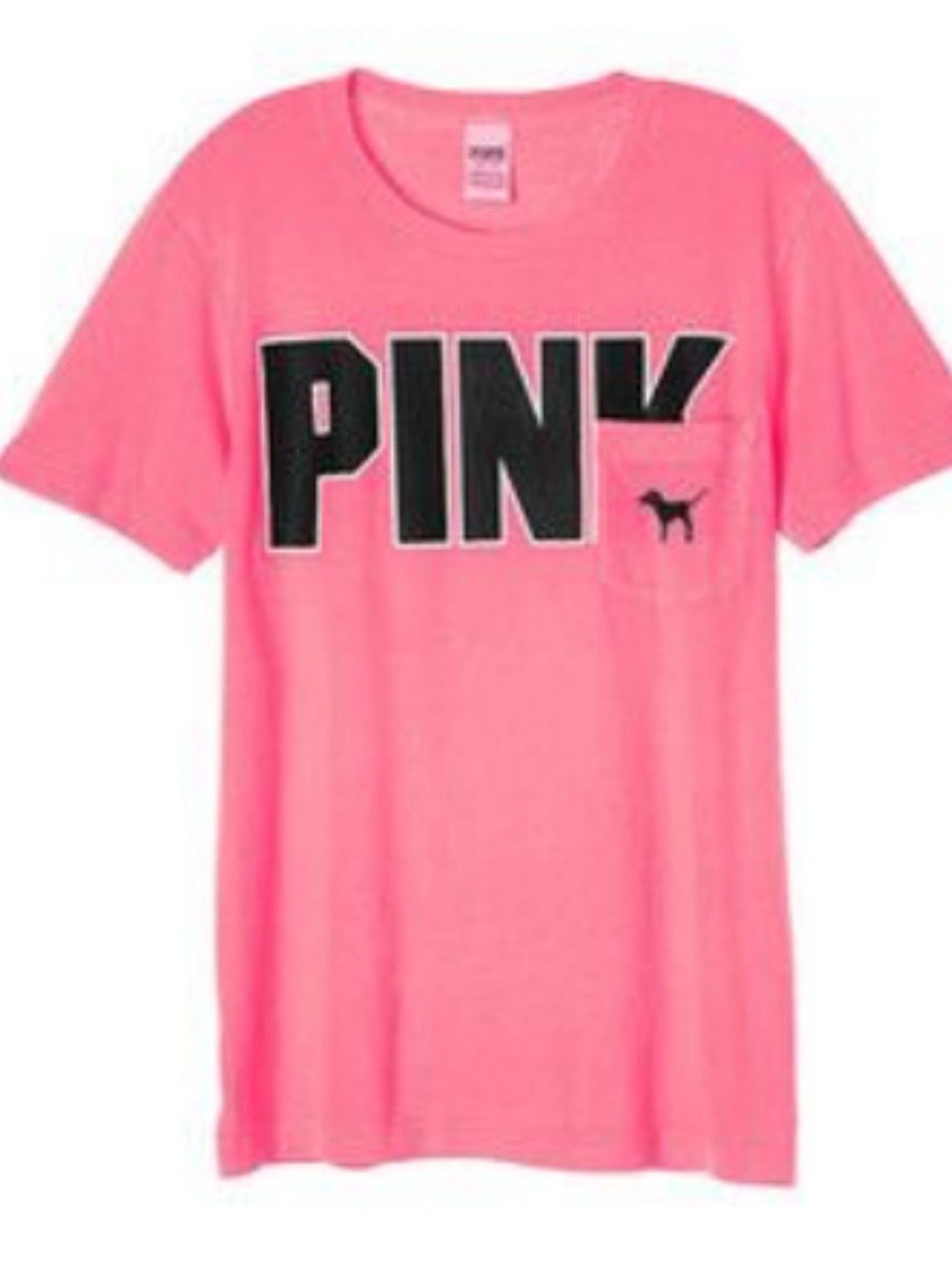 PINK Victoria's Secret Hot Pink Logo Pocket Campus Tee
